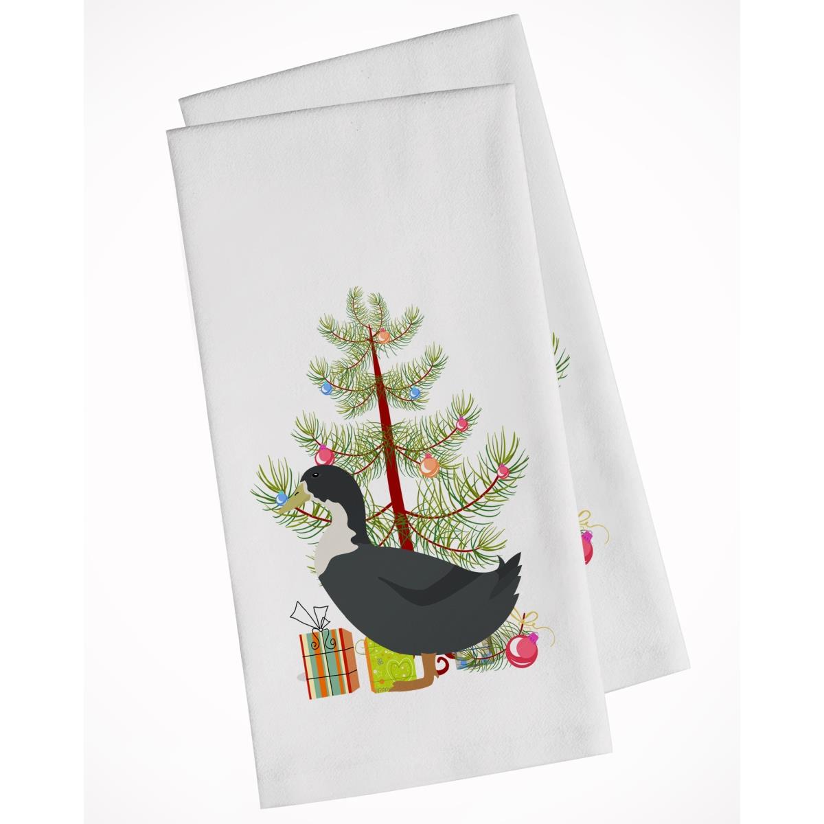 Picture of Carolines Treasures BB9229WTKT Blue Swedish Duck Christmas White Kitchen Towel - Set of 2