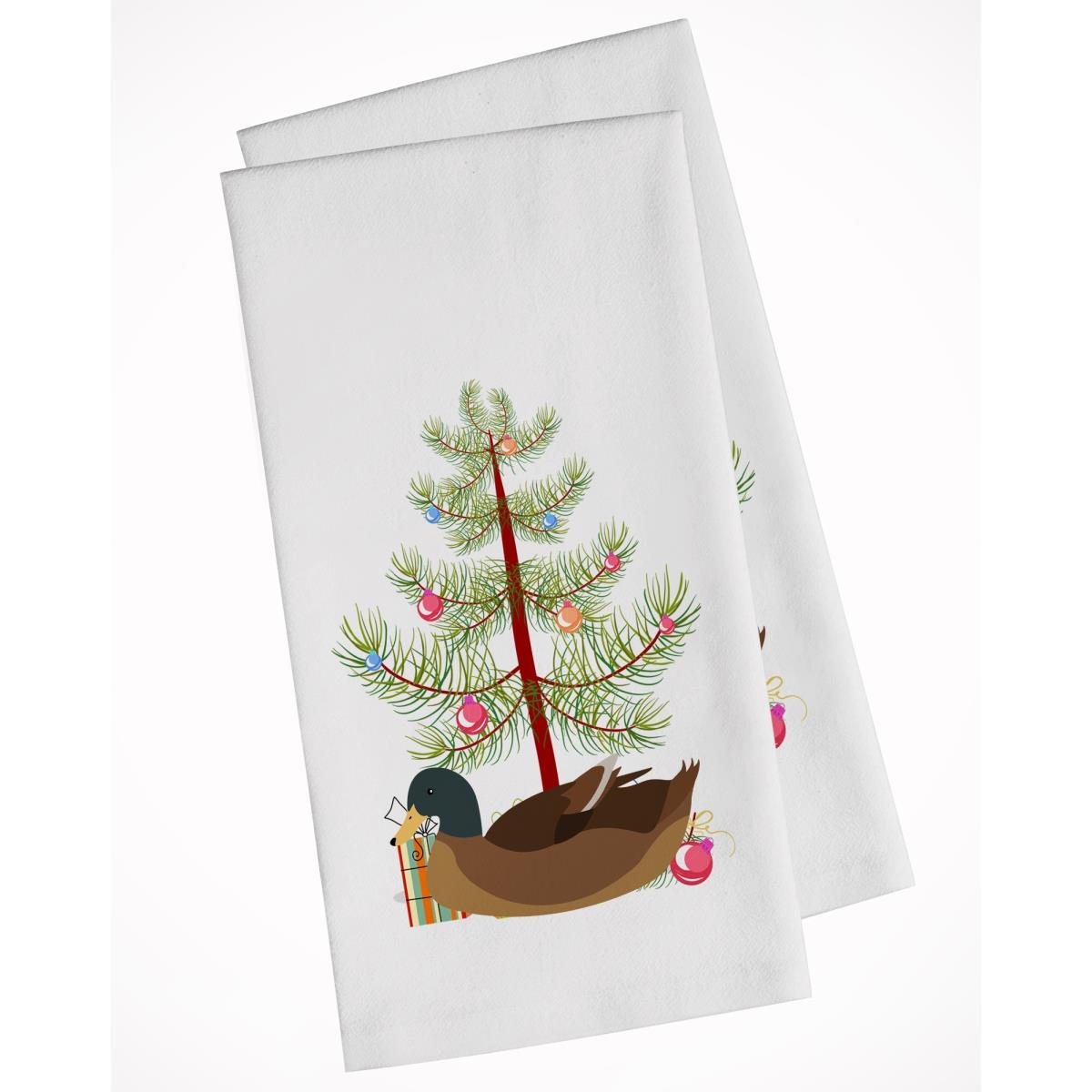 Picture of Carolines Treasures BB9233WTKT Khaki Campbell Duck Christmas White Kitchen Towel - Set of 2