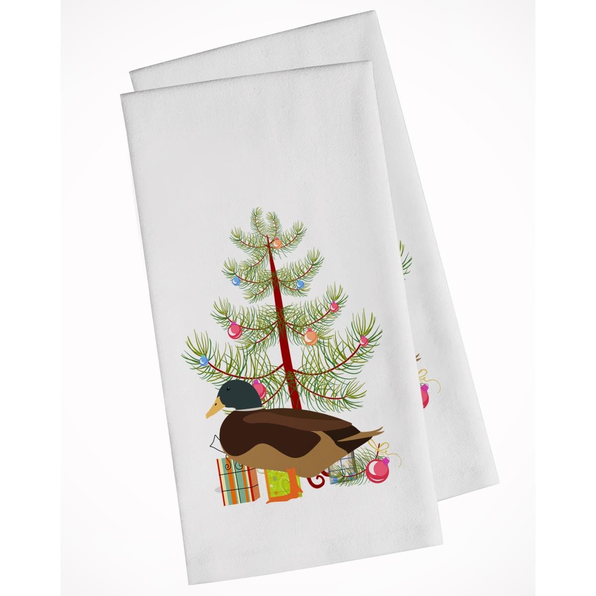 Picture of Carolines Treasures BB9234WTKT Silver Bantam Duck Christmas White Kitchen Towel - Set of 2