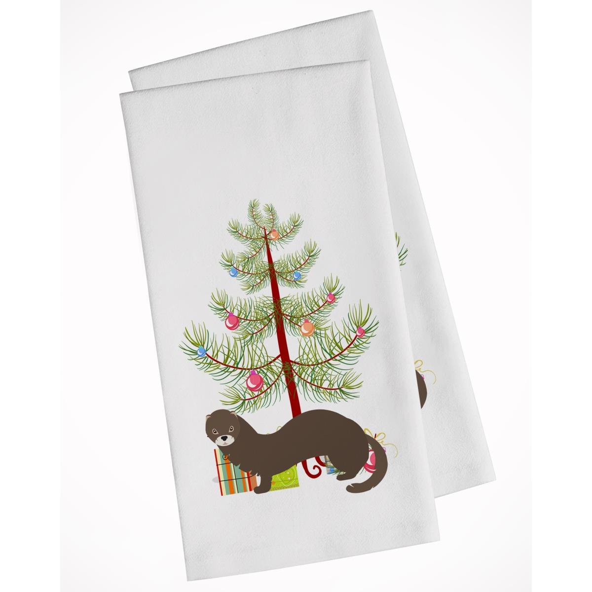 Picture of Carolines Treasures BB9235WTKT Russian or European Mink Christmas White Kitchen Towel - Set of 2