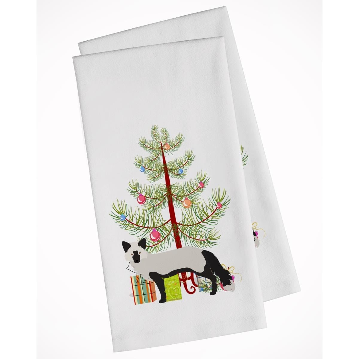 Picture of Carolines Treasures BB9238WTKT Silver Fox Christmas White Kitchen Towel - Set of 2