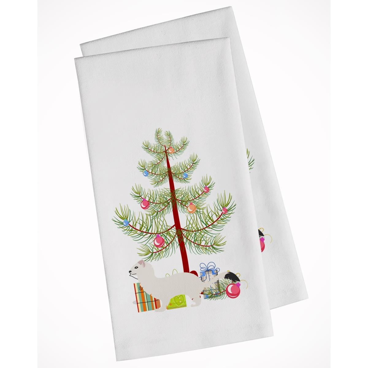 Picture of Carolines Treasures BB9239WTKT Stoat Short-tailed Weasel Christmas White Kitchen Towel - Set of 2