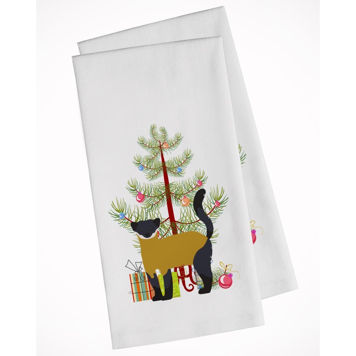 Picture of Carolines Treasures BB9241WTKT Yellow-Throated Marten Christmas White Kitchen Towel - Set of 2