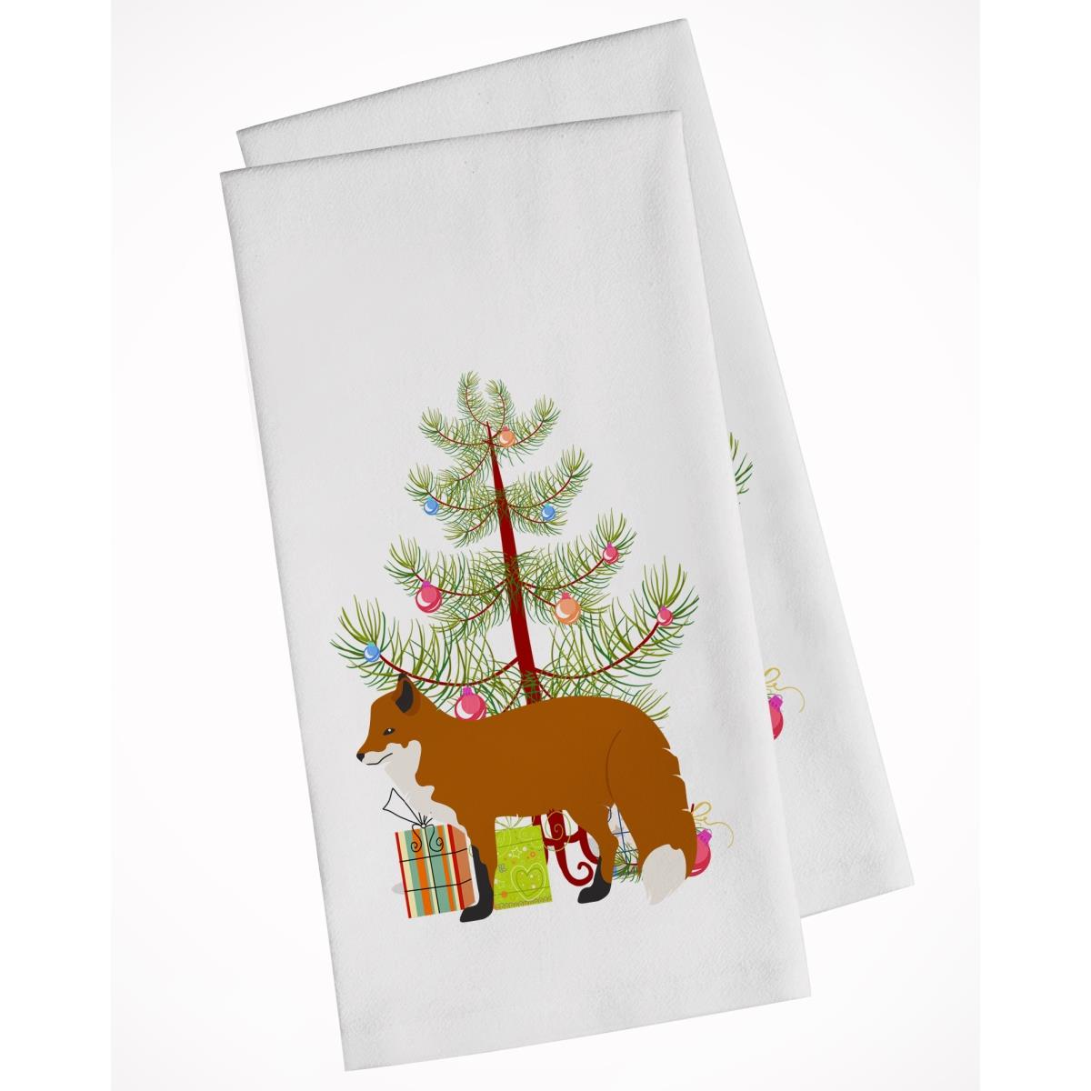 Picture of Carolines Treasures BB9243WTKT Red Fox Christmas White Kitchen Towel - Set of 2
