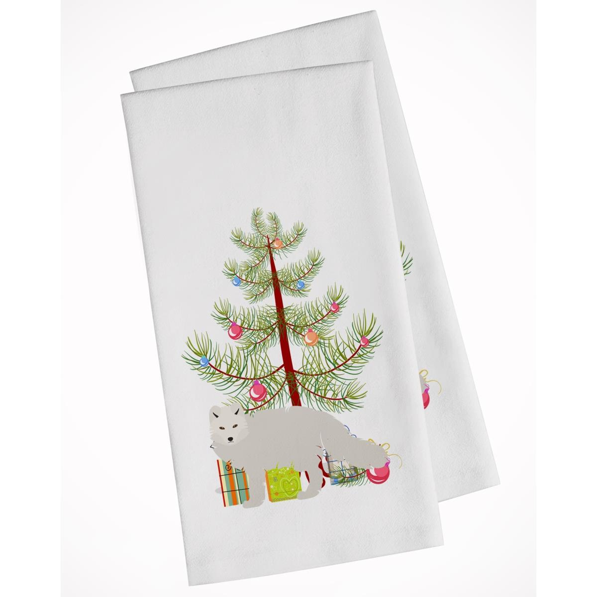 Picture of Carolines Treasures BB9244WTKT White Arctic Fox Christmas White Kitchen Towel - Set of 2