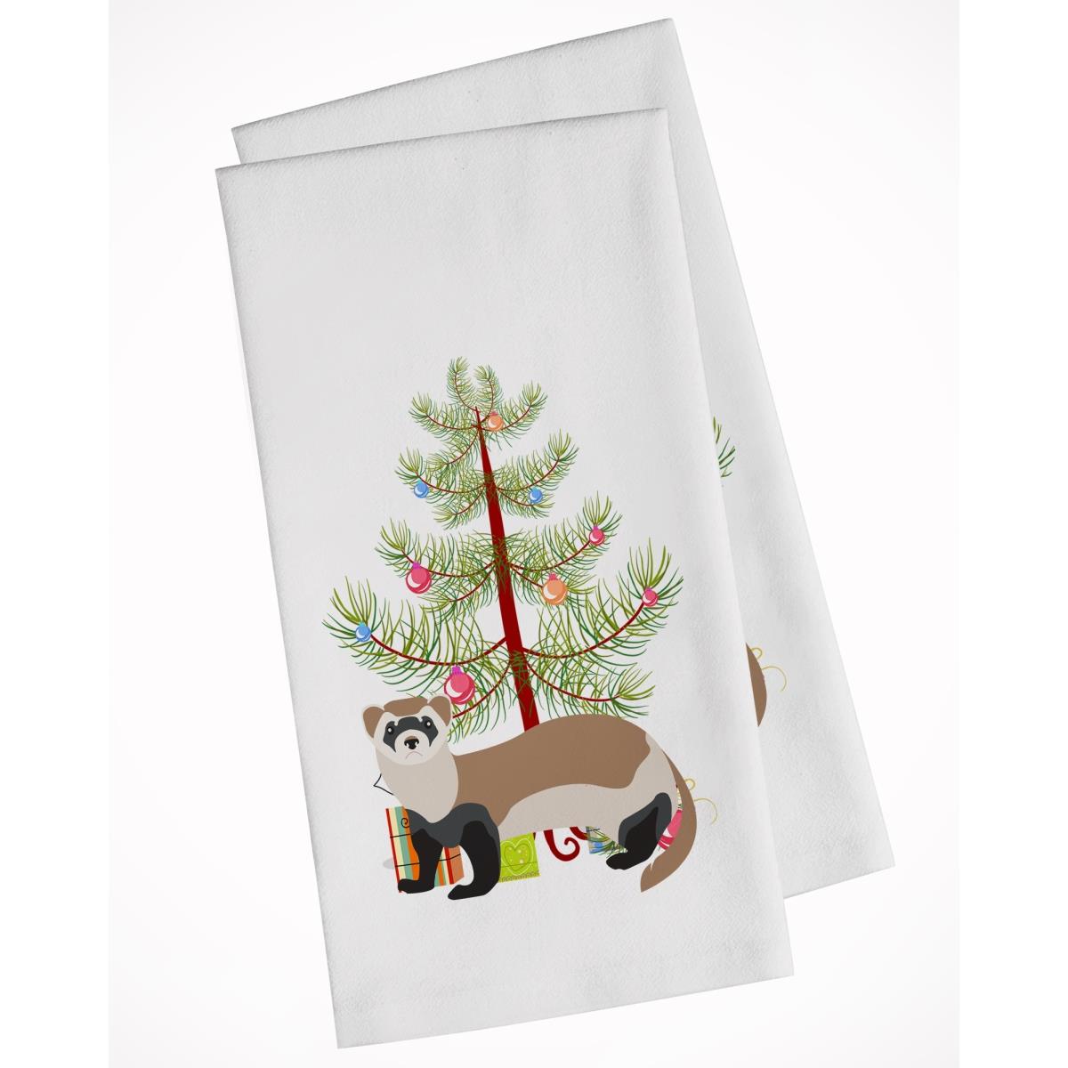 Picture of Carolines Treasures BB9245WTKT Ferret Christmas White Kitchen Towel - Set of 2