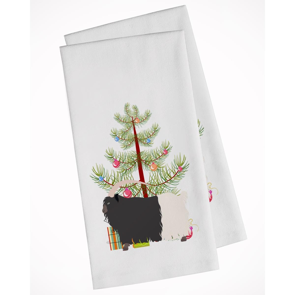 Picture of Carolines Treasures BB9254WTKT Welsh Black-Necked Goat Christmas White Kitchen Towel - Set of 2