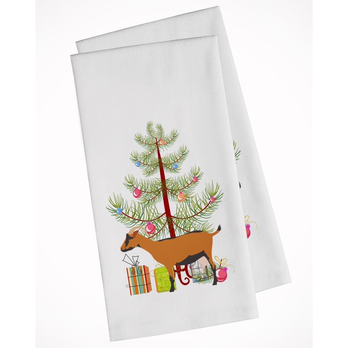 Picture of Carolines Treasures BB9255WTKT Oberhasli Goat Christmas White Kitchen Towel - Set of 2