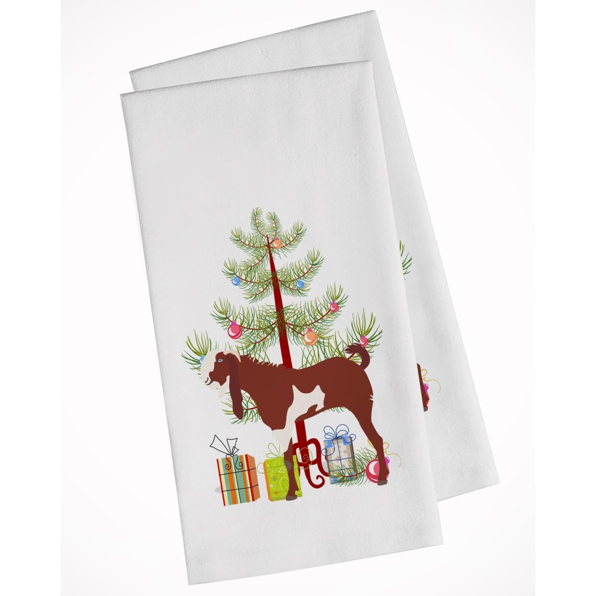 Picture of Carolines Treasures BB9257WTKT Jamnapari Goat Christmas White Kitchen Towel - Set of 2