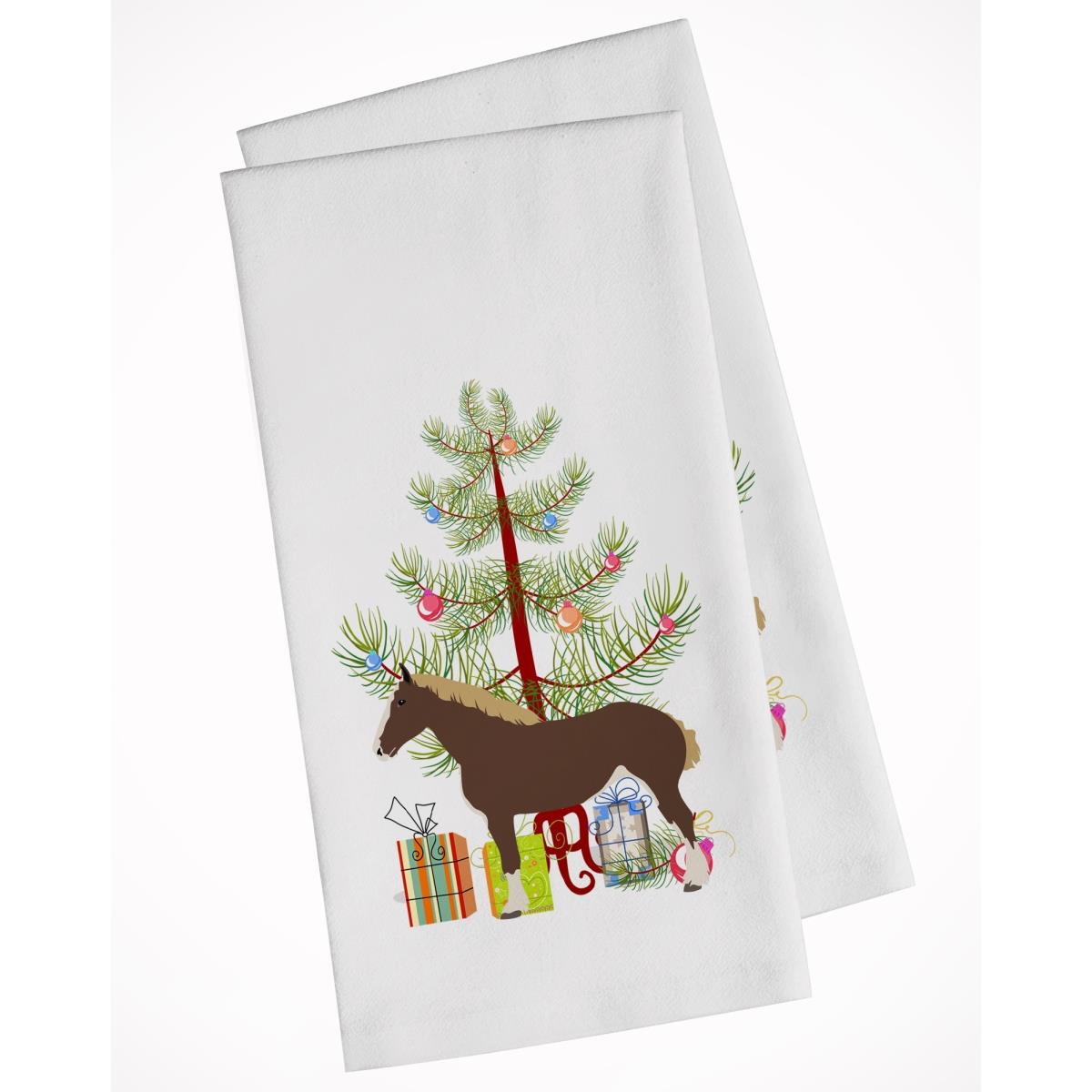 Picture of Carolines Treasures BB9273WTKT Percheron Horse Christmas White Kitchen Towel - Set of 2
