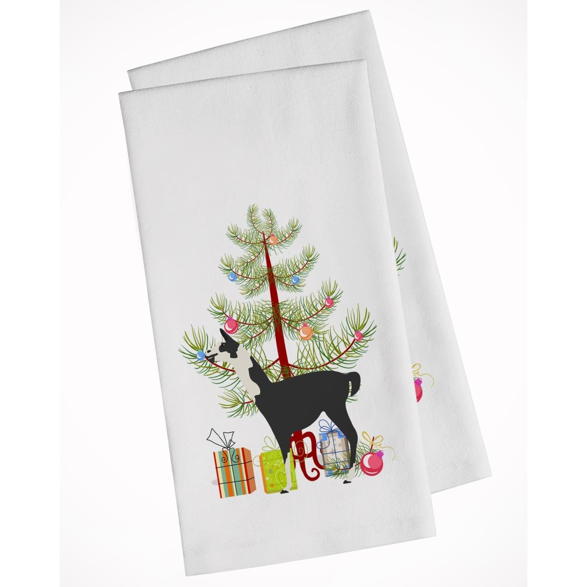 Picture of Carolines Treasures BB9285WTKT Llama Q Ara Christmas White Kitchen Towel - Set of 2