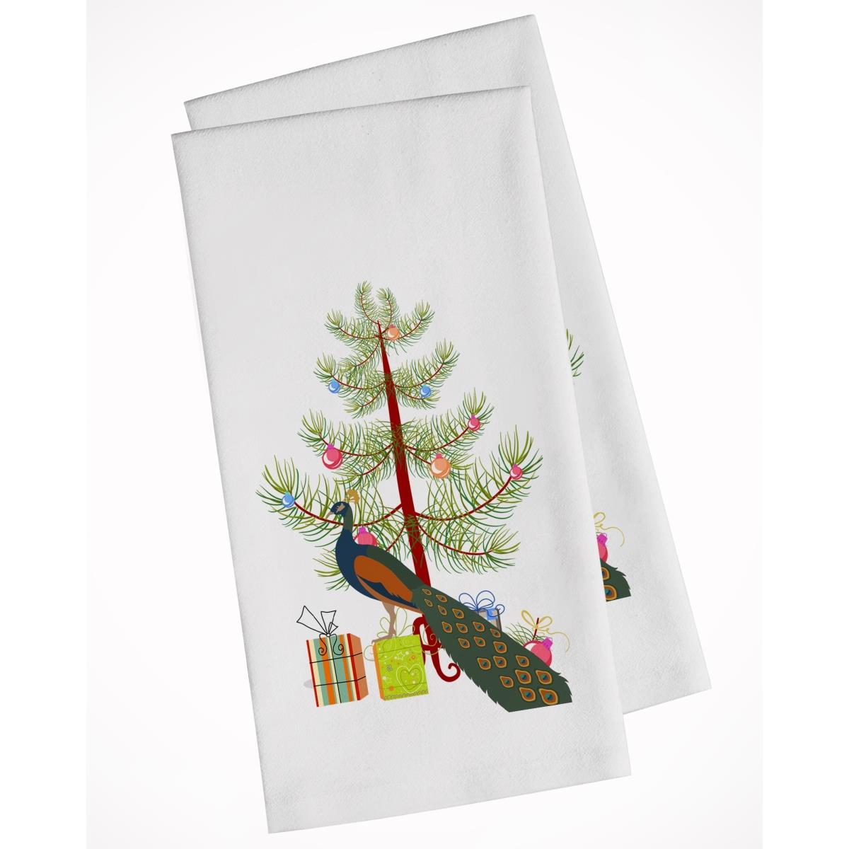 Picture of Carolines Treasures BB9292WTKT Indian Peacock Peafowl Christmas White Kitchen Towel - Set of 2