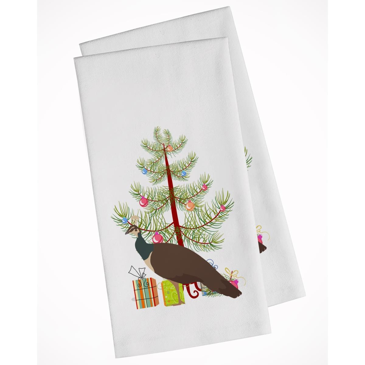 Picture of Carolines Treasures BB9294WTKT Indian Peahen Peafowl Christmas White Kitchen Towel - Set of 2