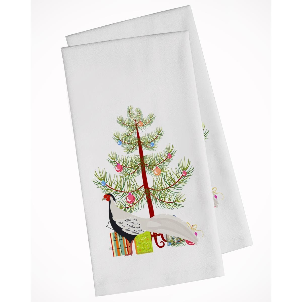 Picture of Carolines Treasures BB9296WTKT Silver Pheasant Christmas White Kitchen Towel - Set of 2