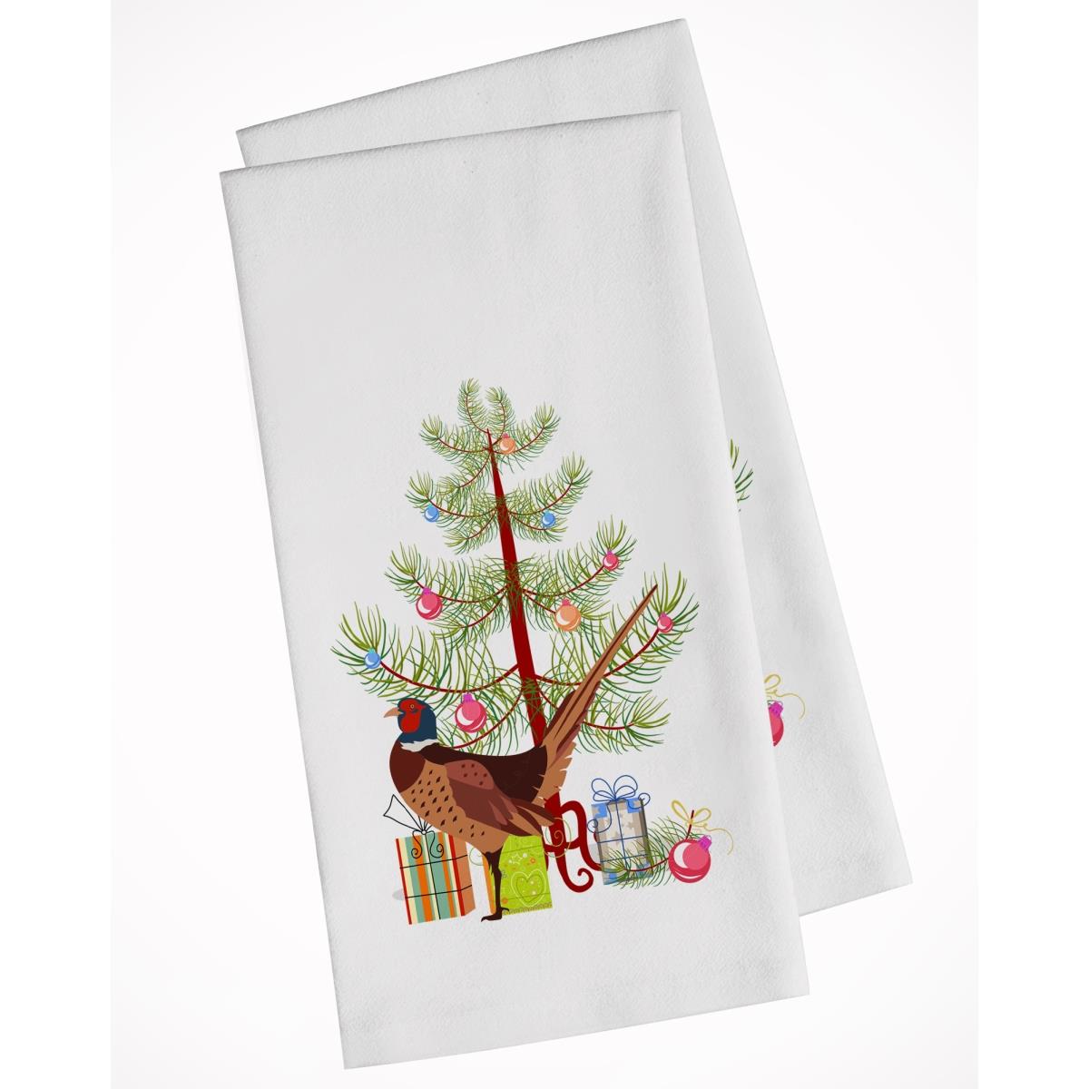 Picture of Carolines Treasures BB9297WTKT Ring-necked Common Pheasant Christmas White Kitchen Towel - Set of 2