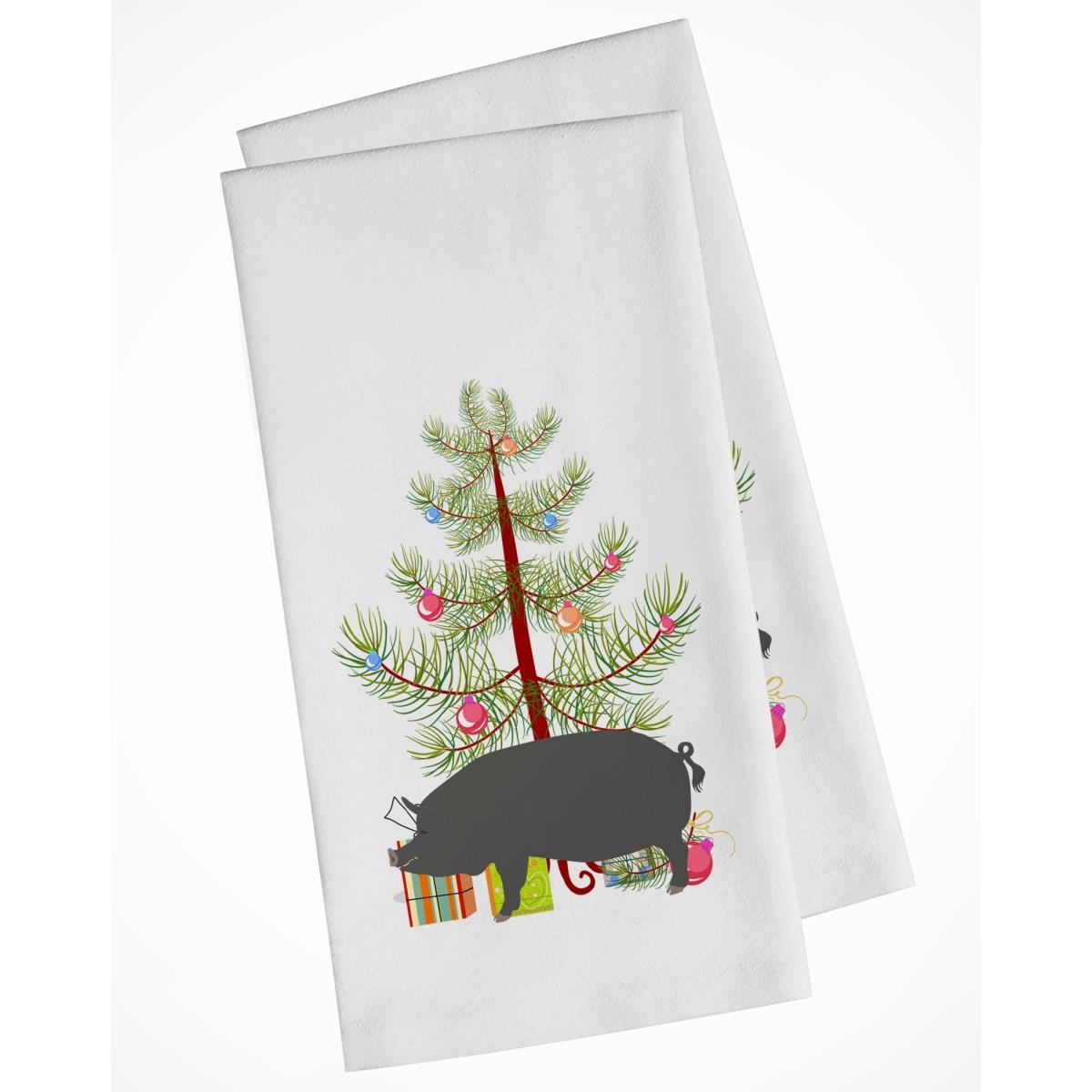 Picture of Carolines Treasures BB9300WTKT Berkshire Pig Christmas White Kitchen Towel - Set of 2