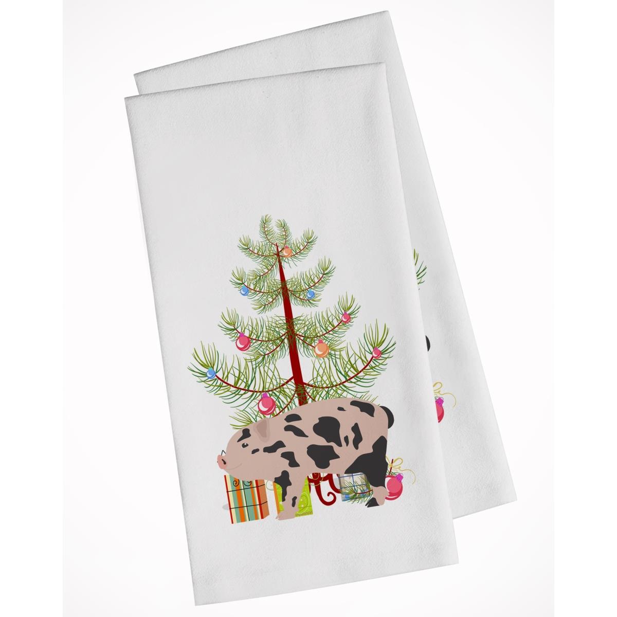 Picture of Carolines Treasures BB9302WTKT Mini Miniature Pig Christmas White Kitchen Towel - Set of 2