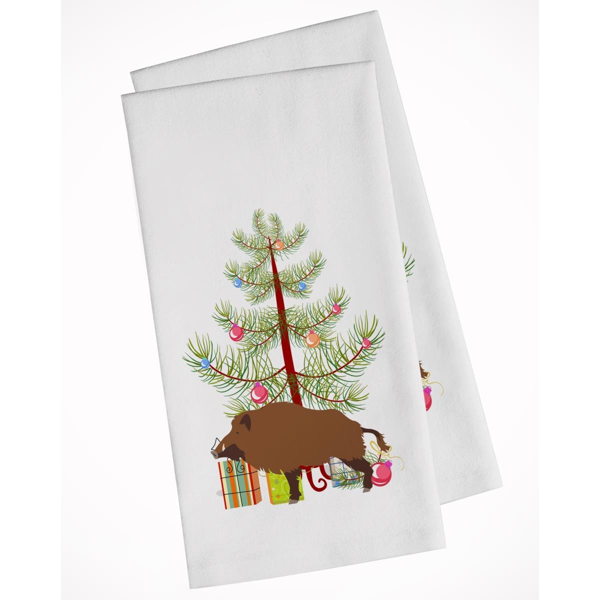 Picture of Carolines Treasures BB9303WTKT Wild Boar Pig Christmas White Kitchen Towel - Set of 2