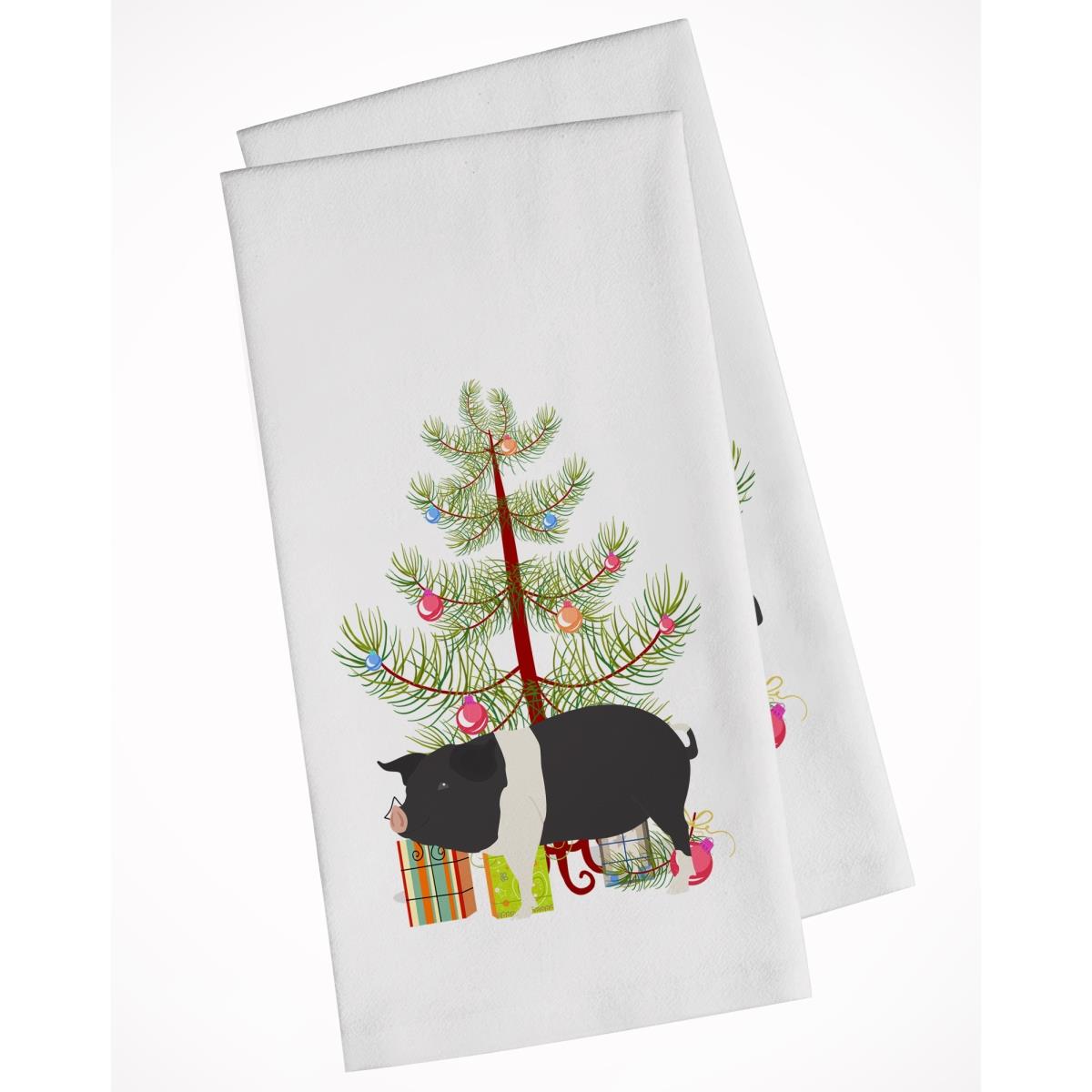 Picture of Carolines Treasures BB9306WTKT Hampshire Pig Christmas White Kitchen Towel - Set of 2
