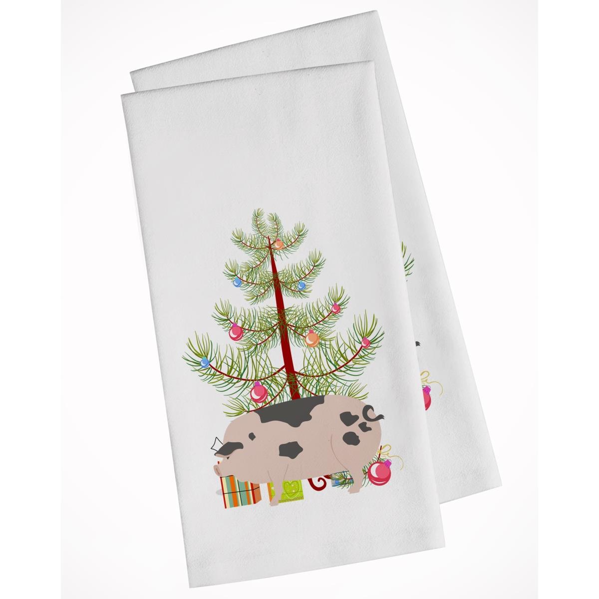 Picture of Carolines Treasures BB9307WTKT Gloucester Old Spot Pig Christmas White Kitchen Towel - Set of 2