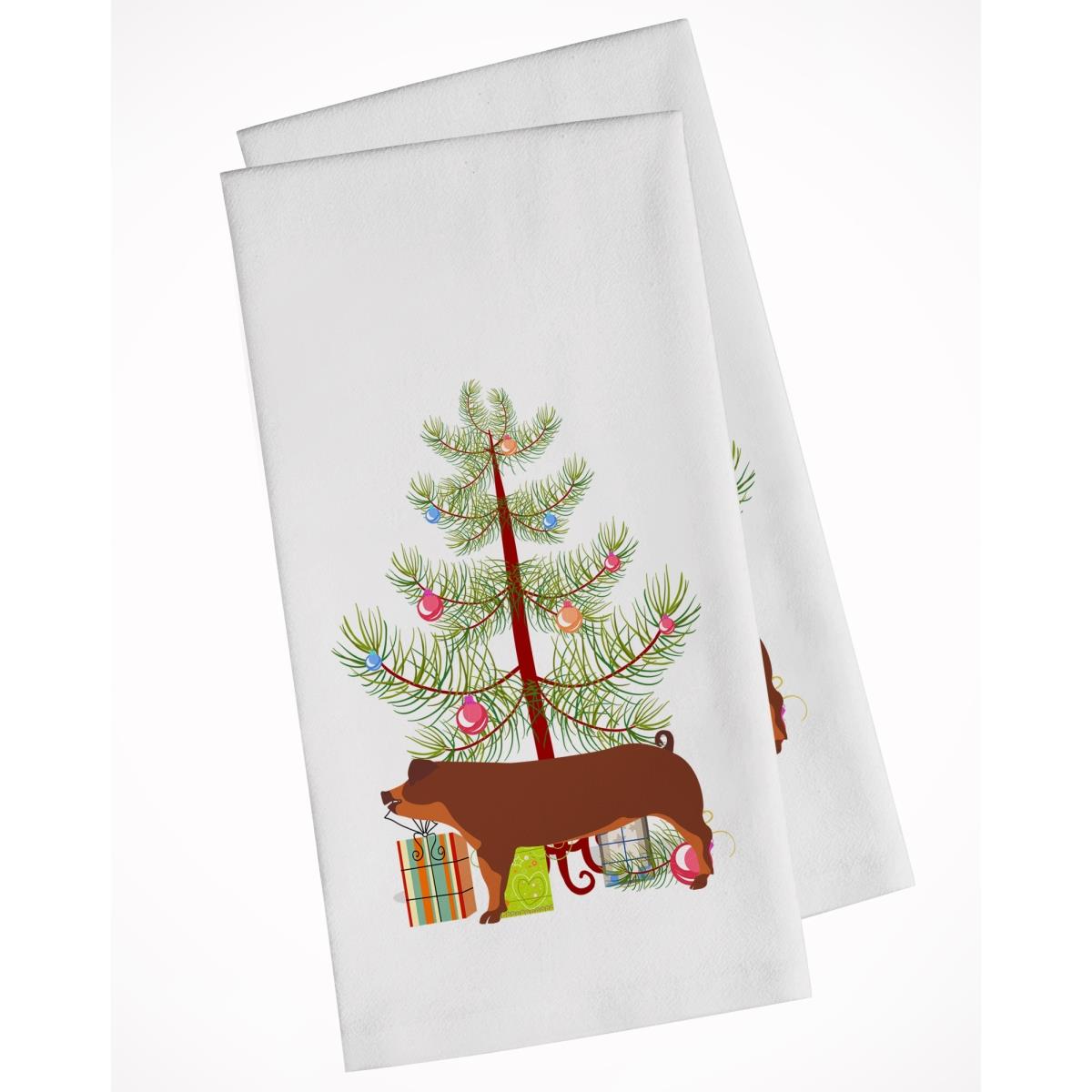 Picture of Carolines Treasures BB9309WTKT Duroc Pig Christmas White Kitchen Towel - Set of 2
