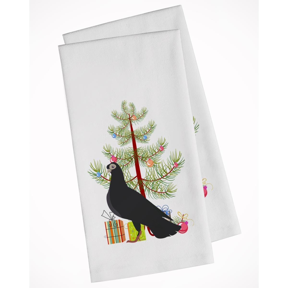 Picture of Carolines Treasures BB9314WTKT Budapest Highflyer Pigeon Christmas White Kitchen Towel - Set of 2