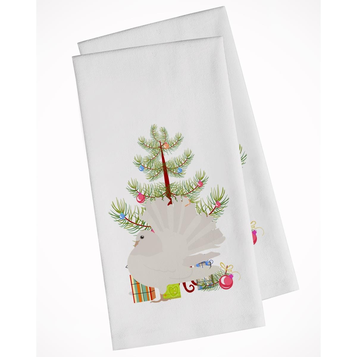 Picture of Carolines Treasures BB9317WTKT Silver Fantail Pigeon Christmas White Kitchen Towel - Set of 2