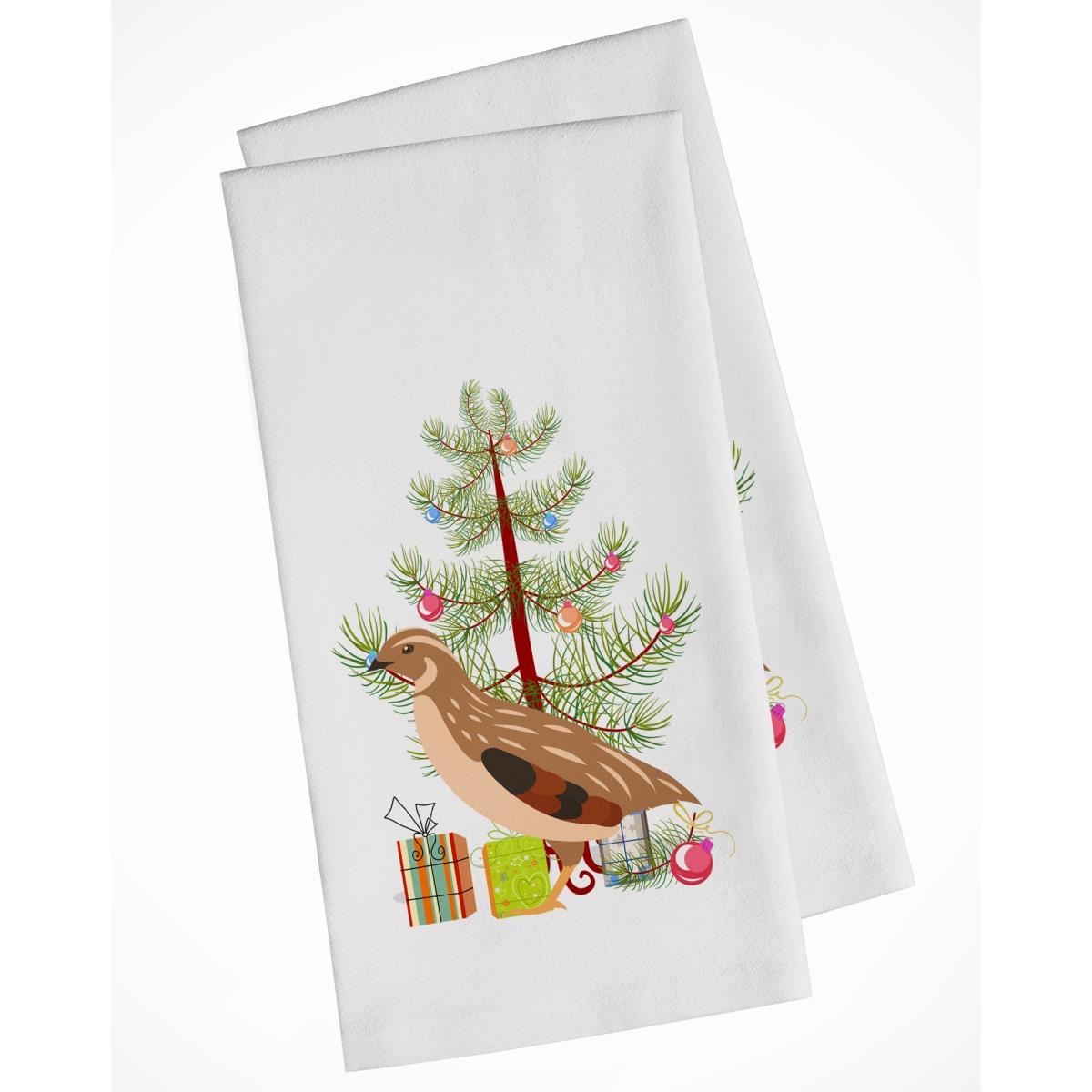 Picture of Carolines Treasures BB9322WTKT Golden Phoenix Quail Christmas White Kitchen Towel - Set of 2