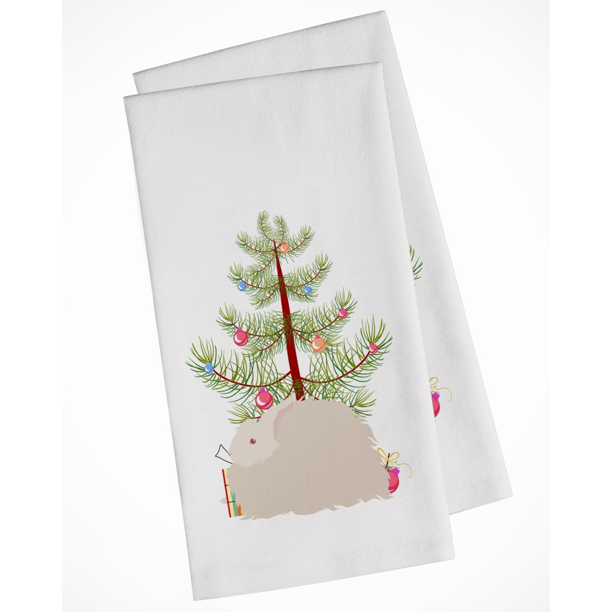 Picture of Carolines Treasures BB9326WTKT Fluffy Angora Rabbit Christmas White Kitchen Towel - Set of 2