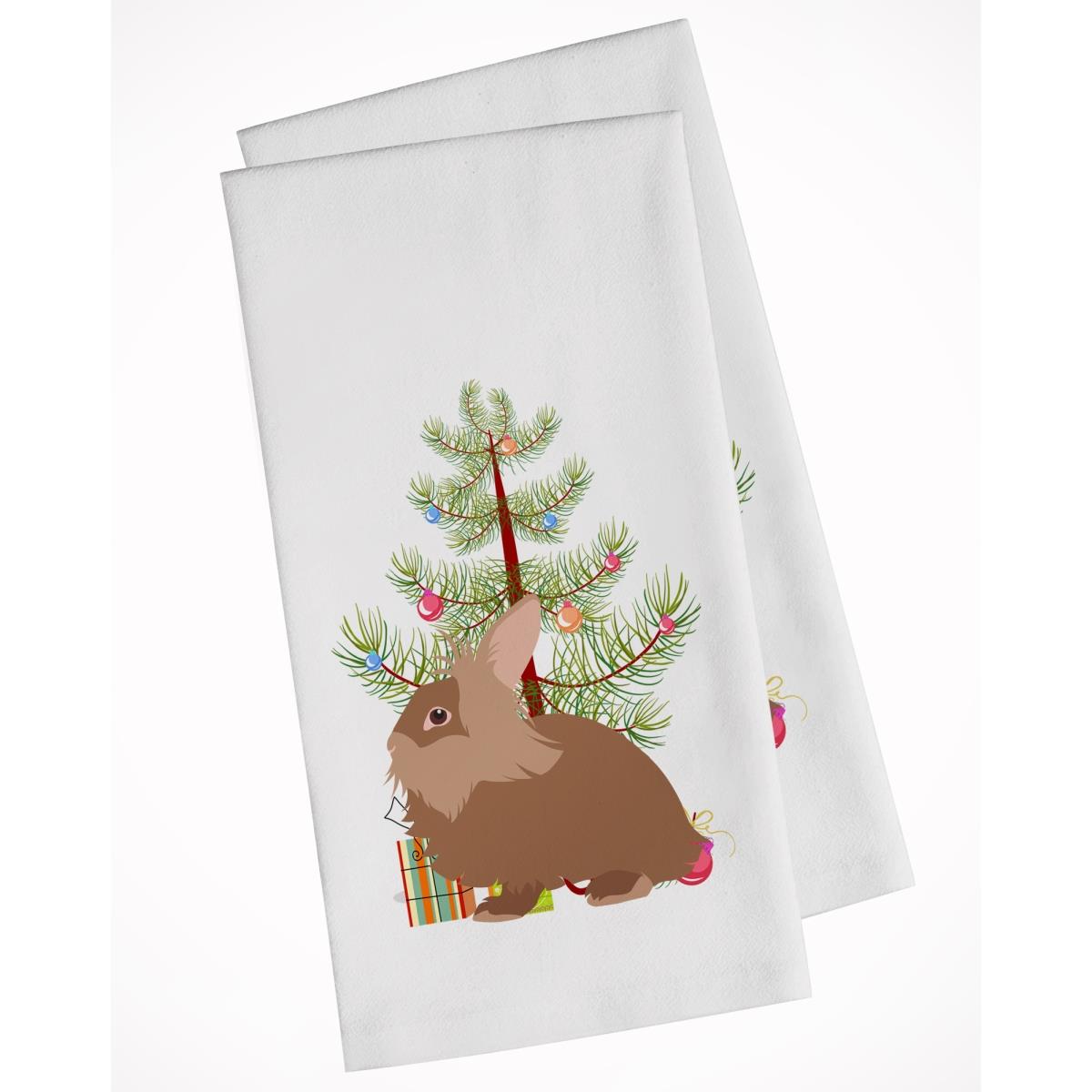 Picture of Carolines Treasures BB9327WTKT Lionhead Rabbit Christmas White Kitchen Towel - Set of 2