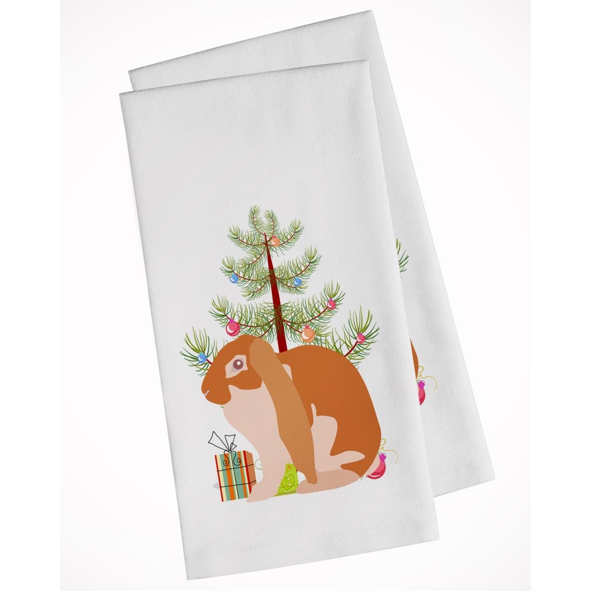 Picture of Carolines Treasures BB9329WTKT English Lop Rabbit Christmas White Kitchen Towel - Set of 2