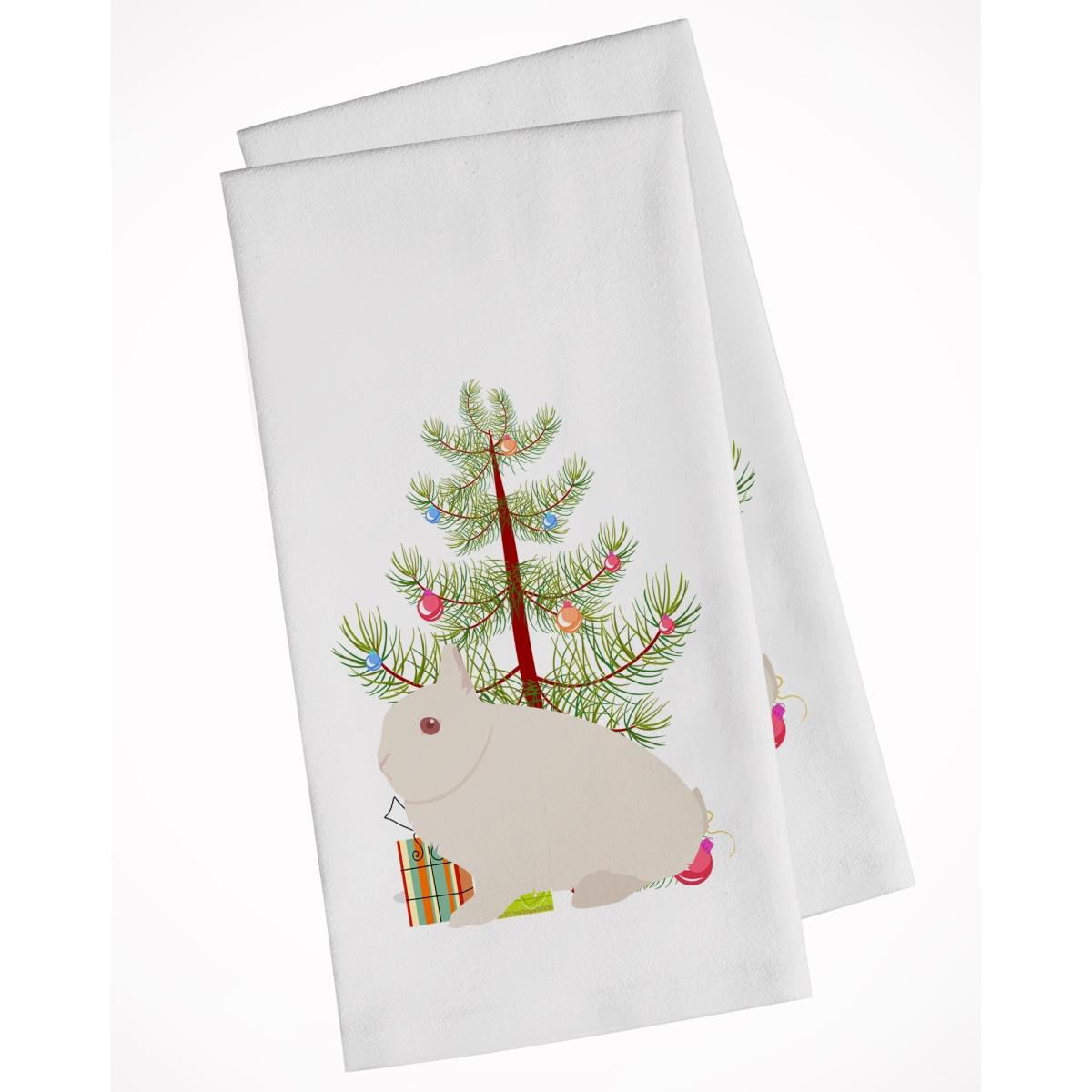 Picture of Carolines Treasures BB9331WTKT Hermelin Rabbit Christmas White Kitchen Towel - Set of 2