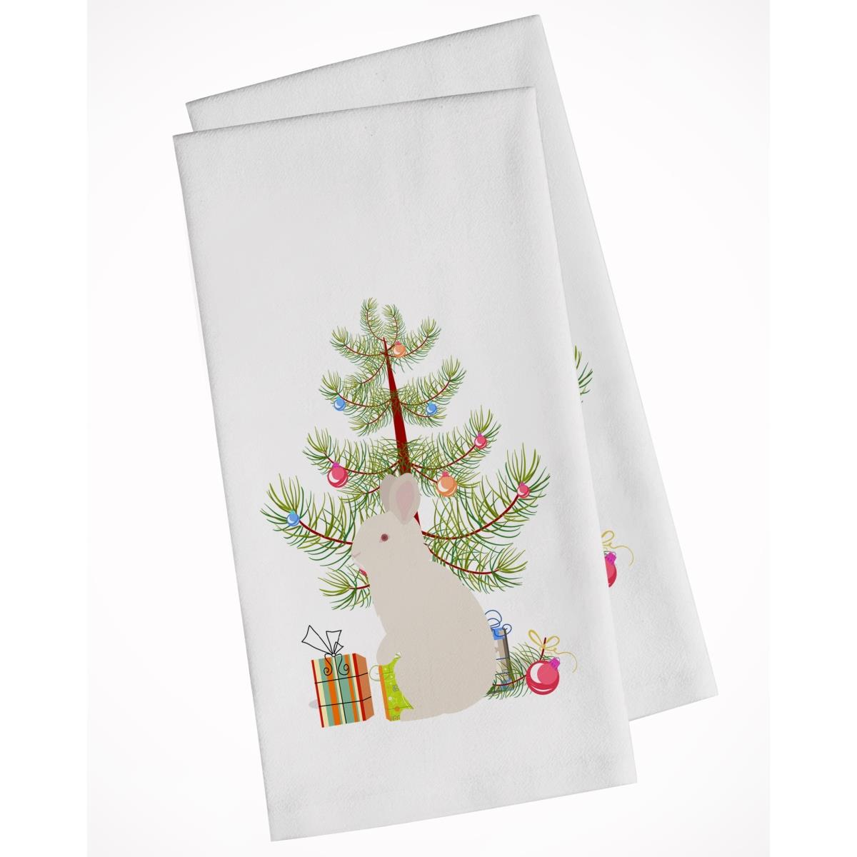 Picture of Carolines Treasures BB9332WTKT New Zealand White Rabbit Christmas White Kitchen Towel - Set of 2