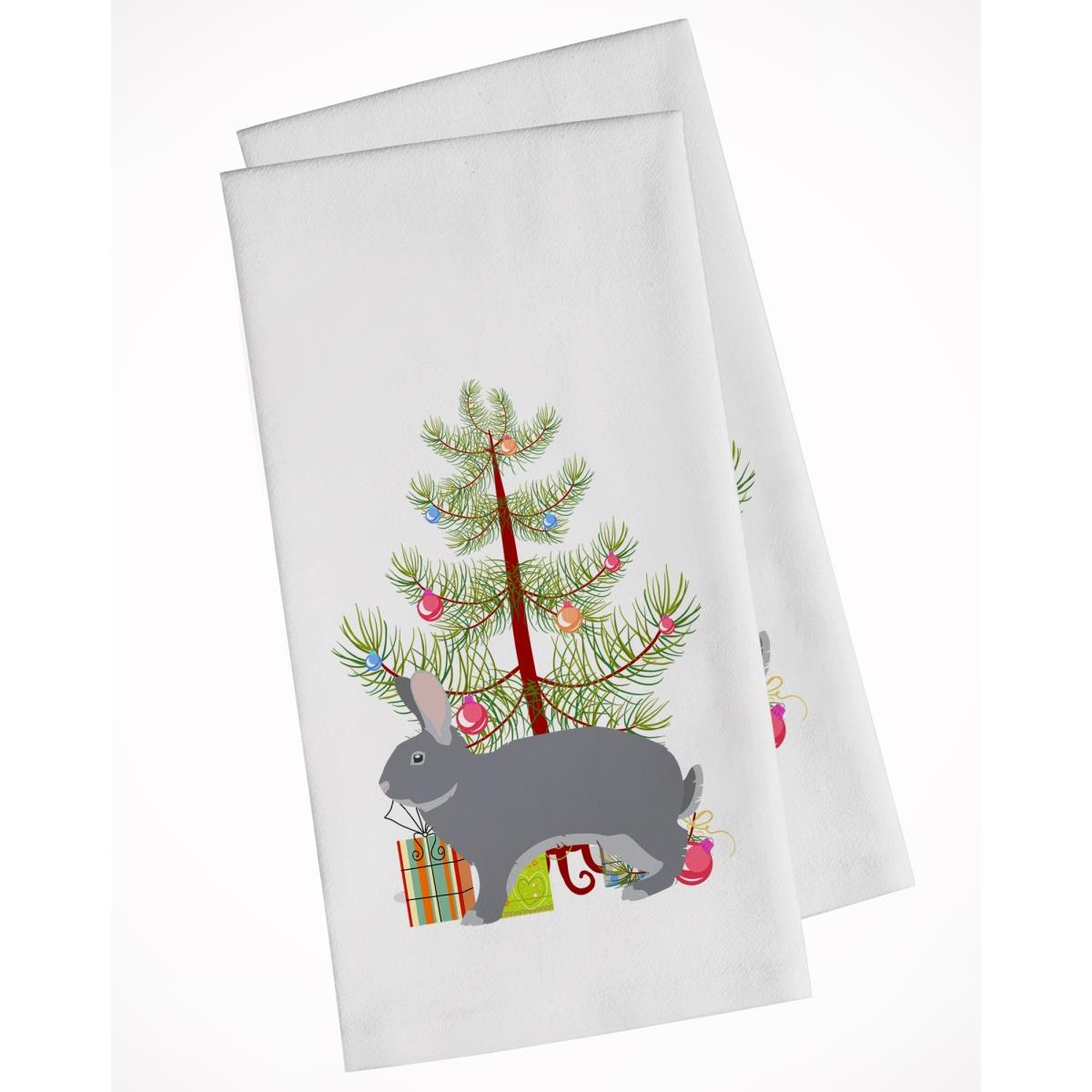 Picture of Carolines Treasures BB9333WTKT Giant Chinchilla Rabbit Christmas White Kitchen Towel - Set of 2