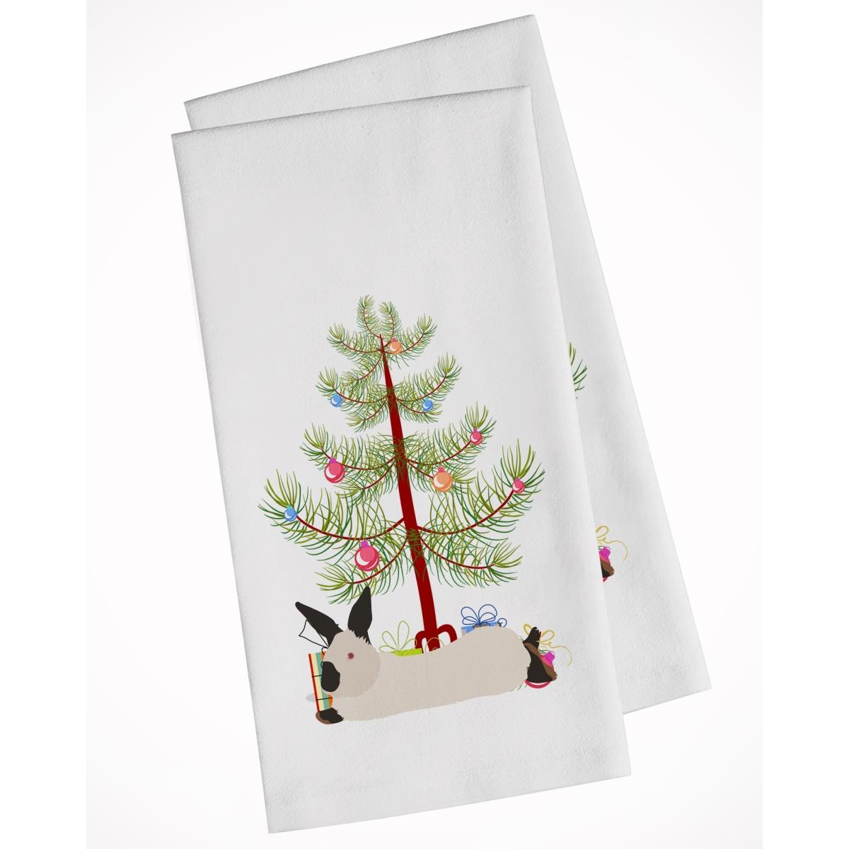 Picture of Carolines Treasures BB9334WTKT California White Rabbit Christmas White Kitchen Towel - Set of 2
