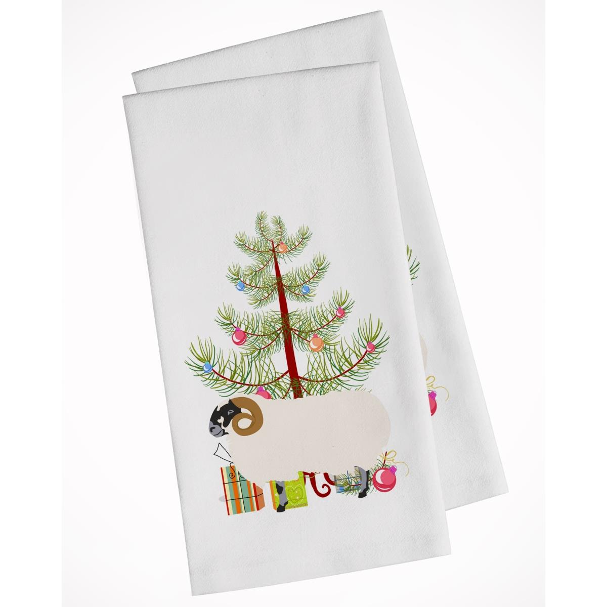 Picture of Carolines Treasures BB9340WTKT Scottish Blackface Sheep Christmas White Kitchen Towel - Set of 2