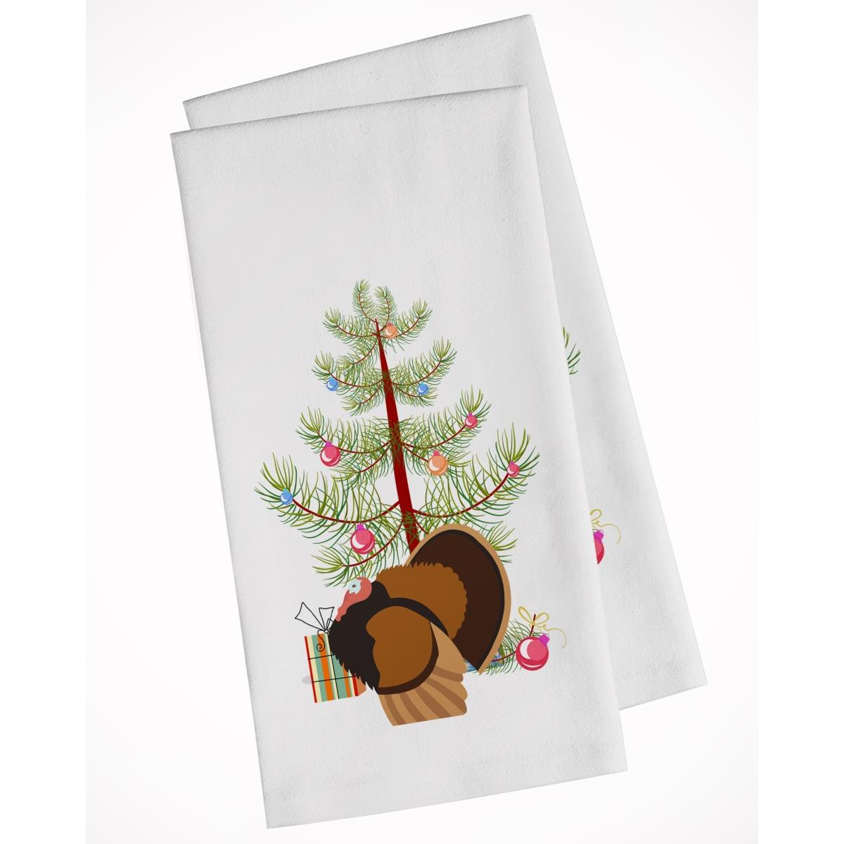 Picture of Carolines Treasures BB9353WTKT Bronze Turkey Christmas White Kitchen Towel - Set of 2
