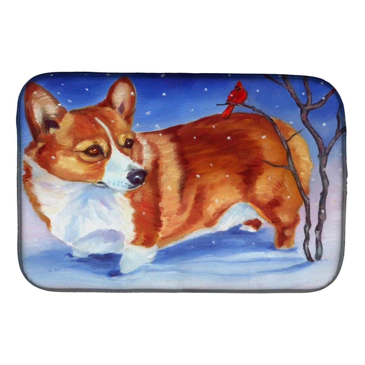 Picture of Carolines Treasures 7411DDM Corgi Cardinal Buddy Dish Drying Mat