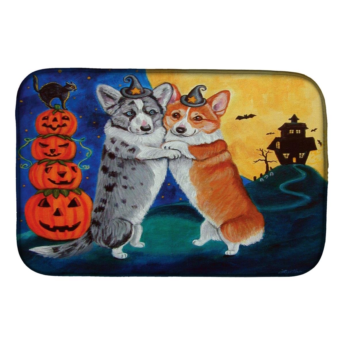 Picture of Carolines Treasures 7413DDM Corgi Halloween Scare Dish Drying Mat