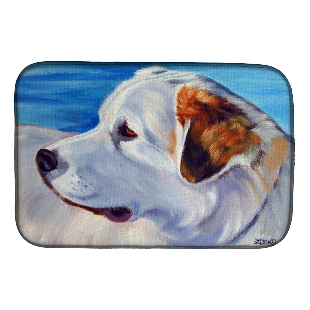Picture of Carolines Treasures 7417DDM Great Pyrenees at the Beach Dish Drying Mat