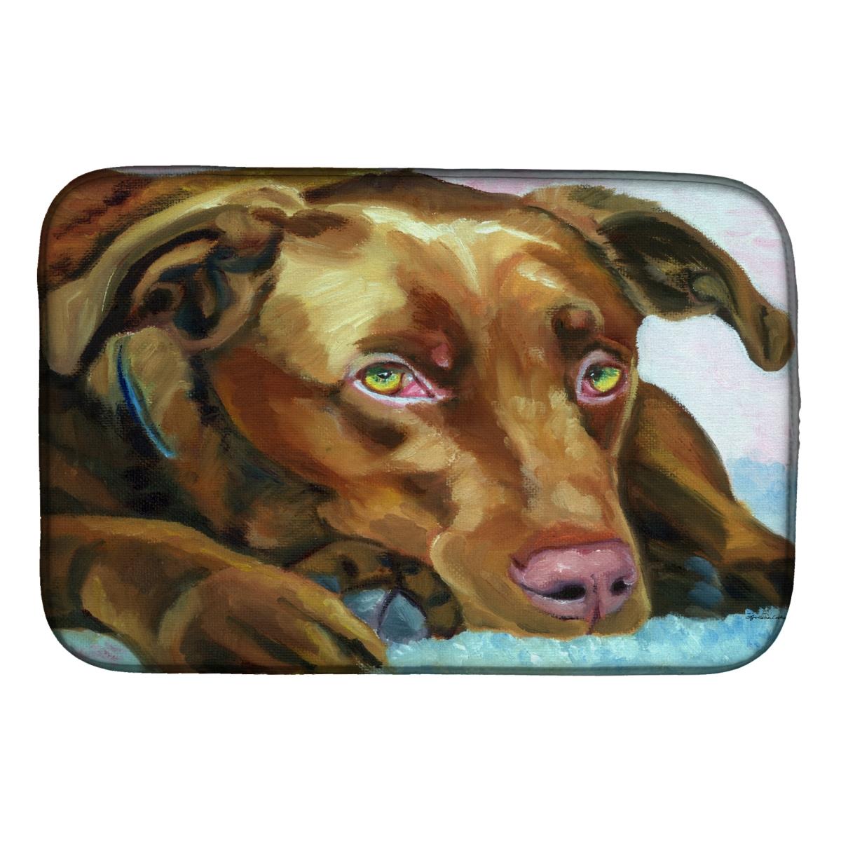 Picture of Carolines Treasures 7420DDM Chocolate Labrador Waiting Dish Drying Mat