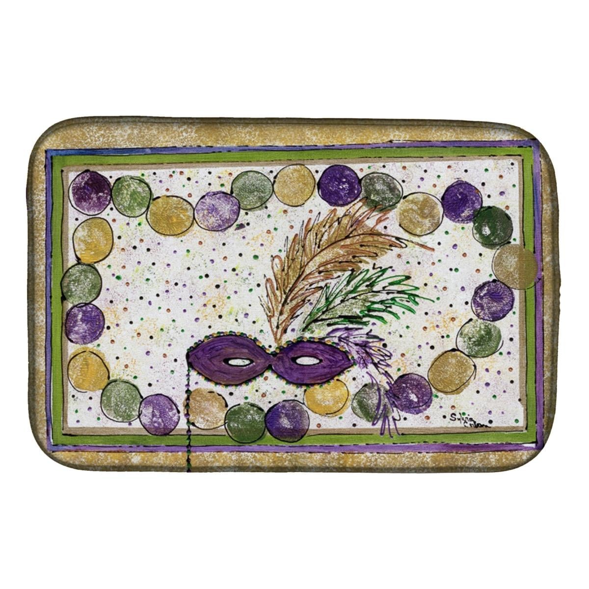 8059DDM Mardi Gras Beads Dish Drying Mat
