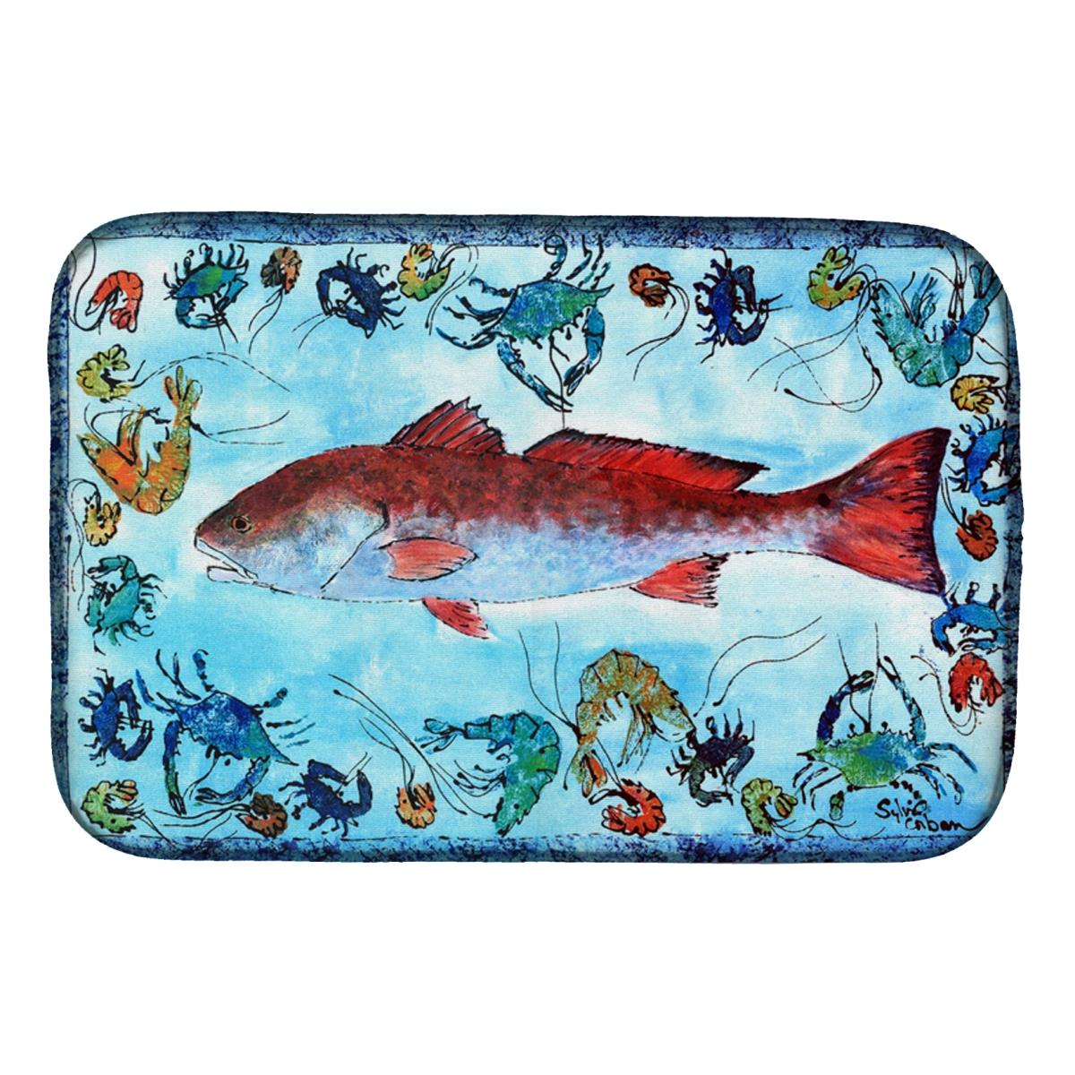 8087DDM Red Fish Dish Drying Mat
