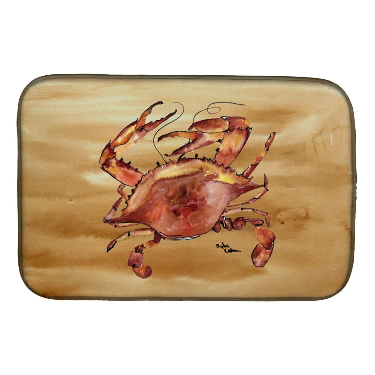 Cooked Crab Sandy Beach Dish Drying Mat