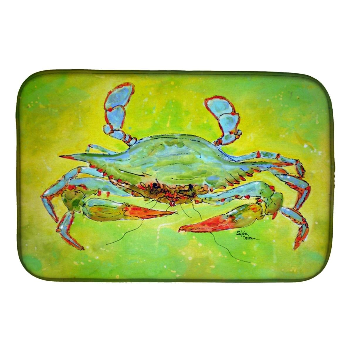 8357DDM Bright Green Blue Crab Dish Drying Mat