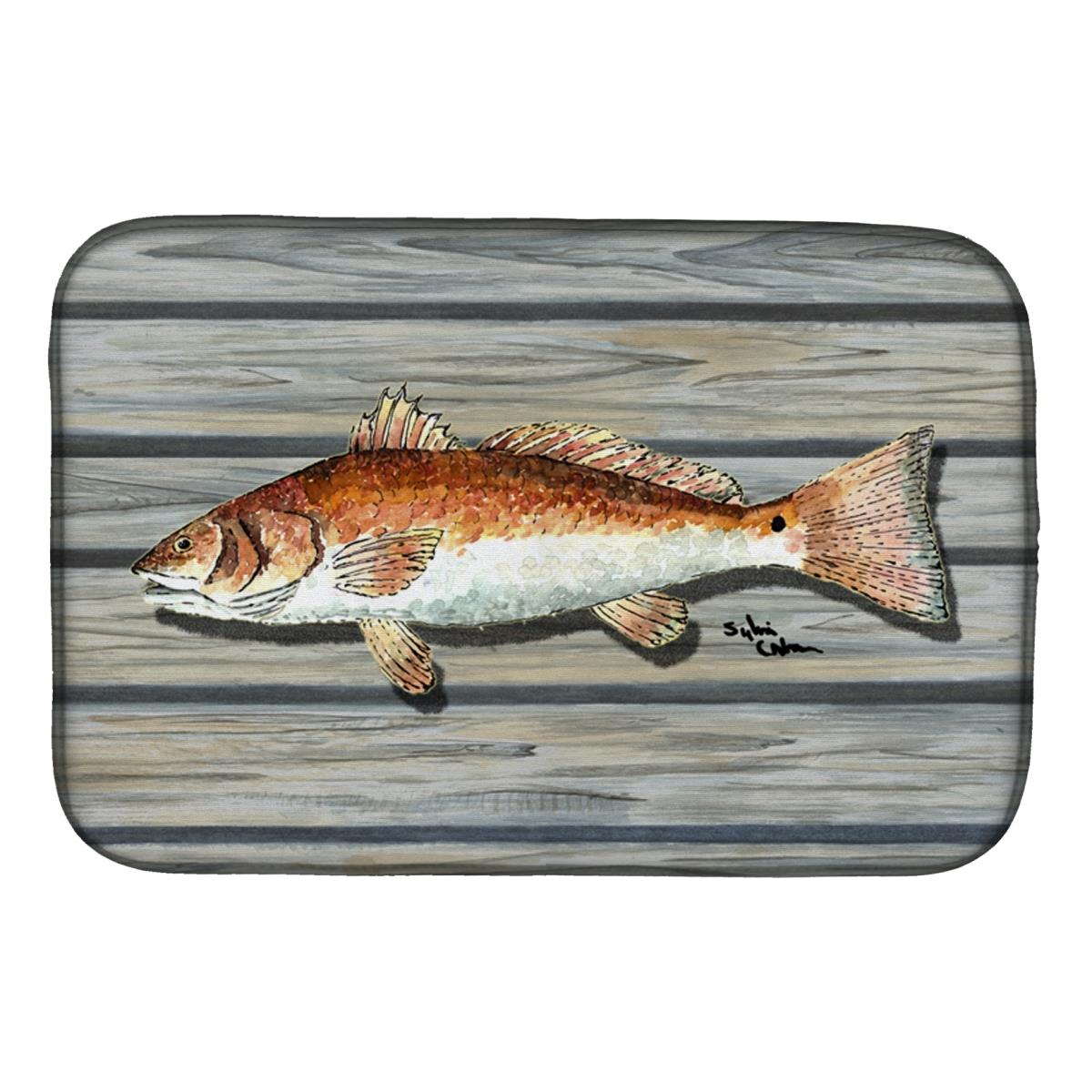 Red Fish Dish Drying Mat