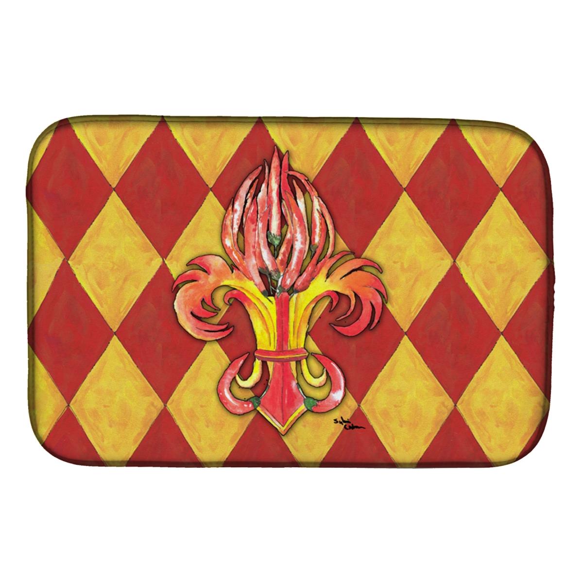 Carolines Treasures 8499DDM Peppers Fleur De Lis Dish Drying Mat