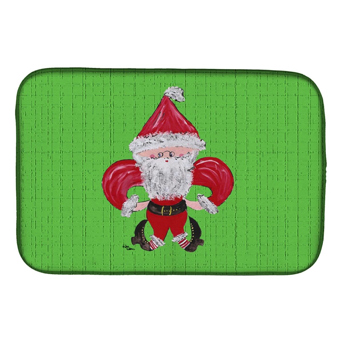 Christmas Fleur De Lis Santa Claus Dish Drying Mat