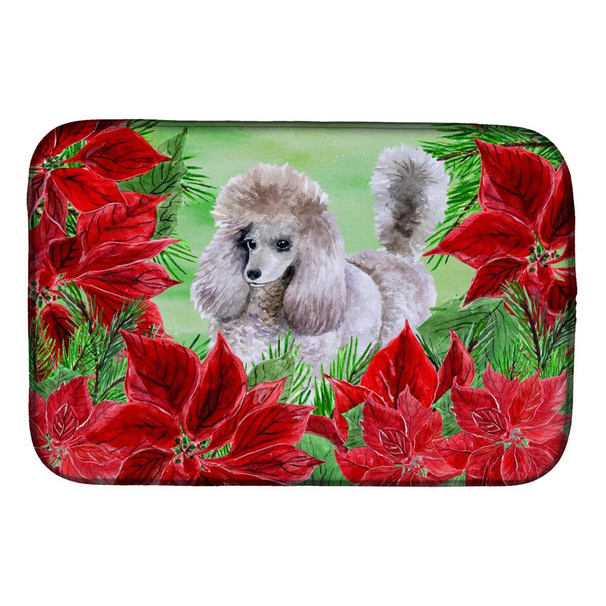Poodle Poinsettas Dish Drying Mat