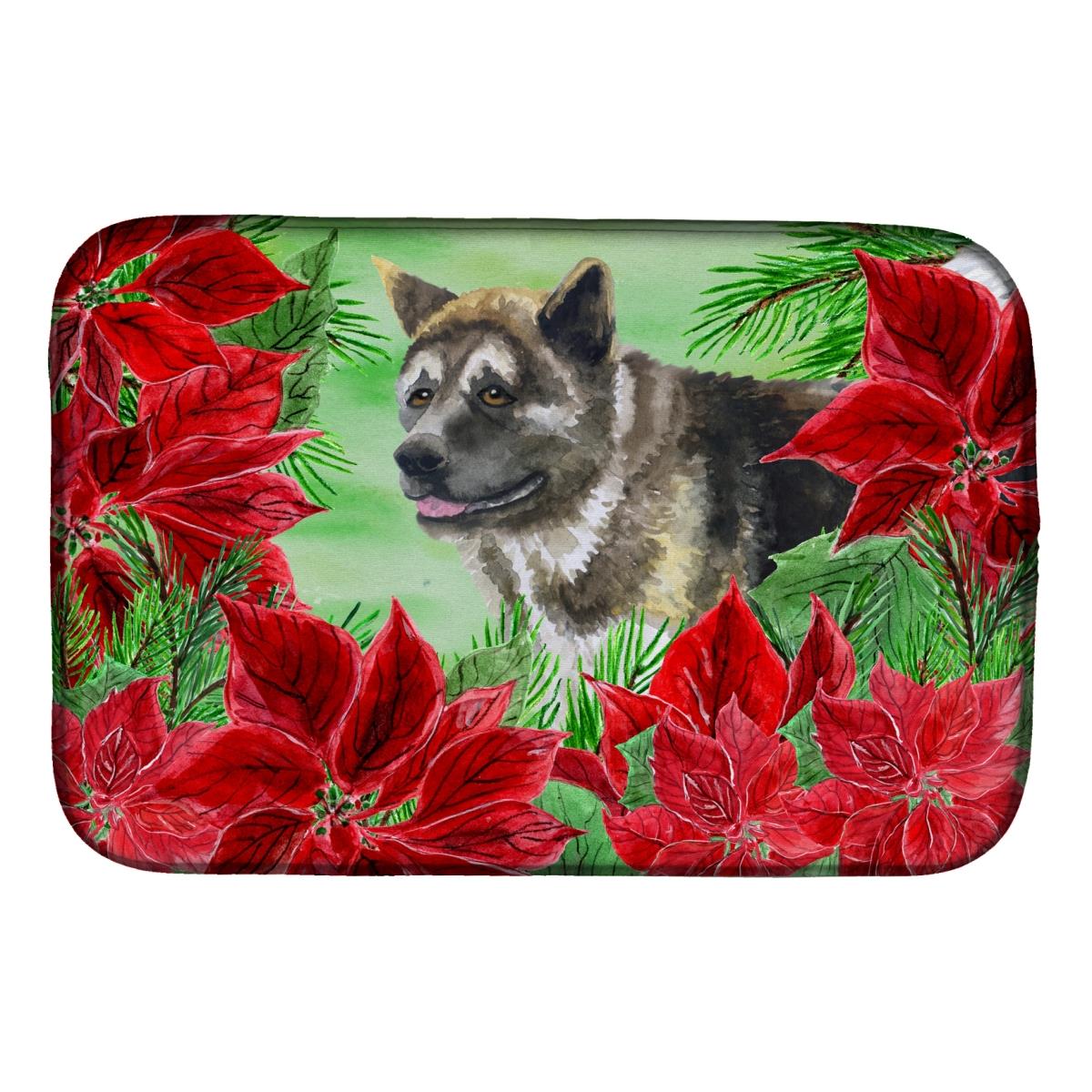 American Akita Poinsettas Dish Drying Mat